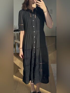 GAP Lace Button-Front Midi Dress